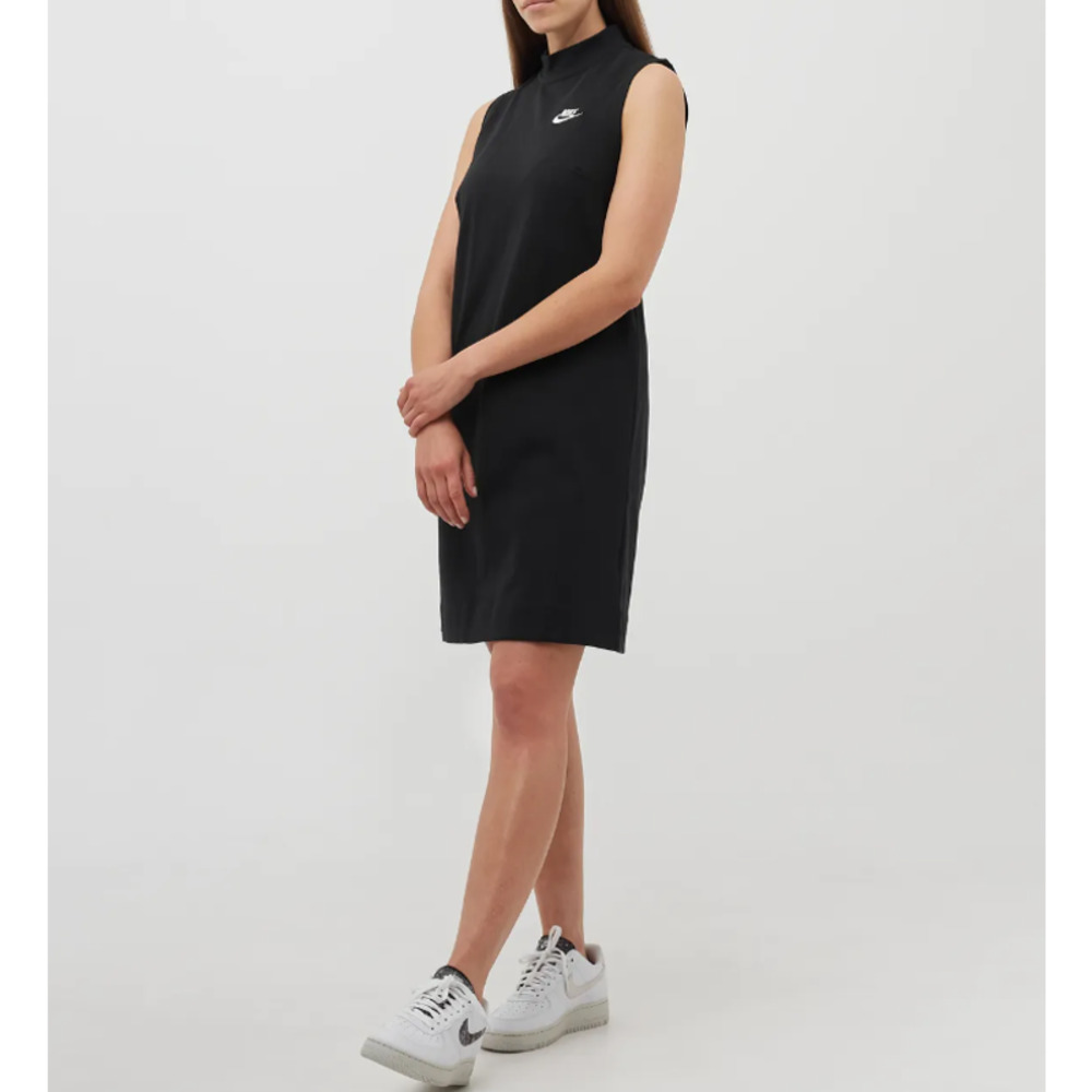 Nike Black Mock Neck Logo Jersey Dress Size Medium